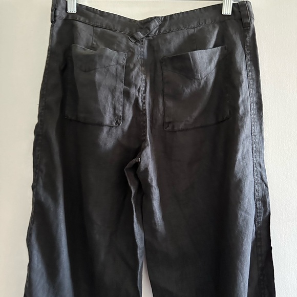 NWT JOIE Black Designer Linen Hampton Med-Low Rise Fitted Hips Wide Leg Pants - Picture 5 of 9